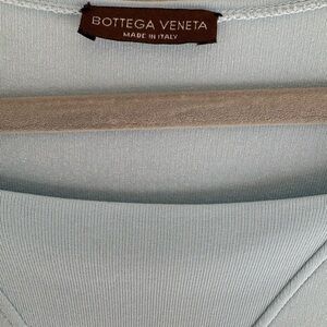 Bottega Veneta Made in Italy Light Blue V-Neck Long Sleeve Top